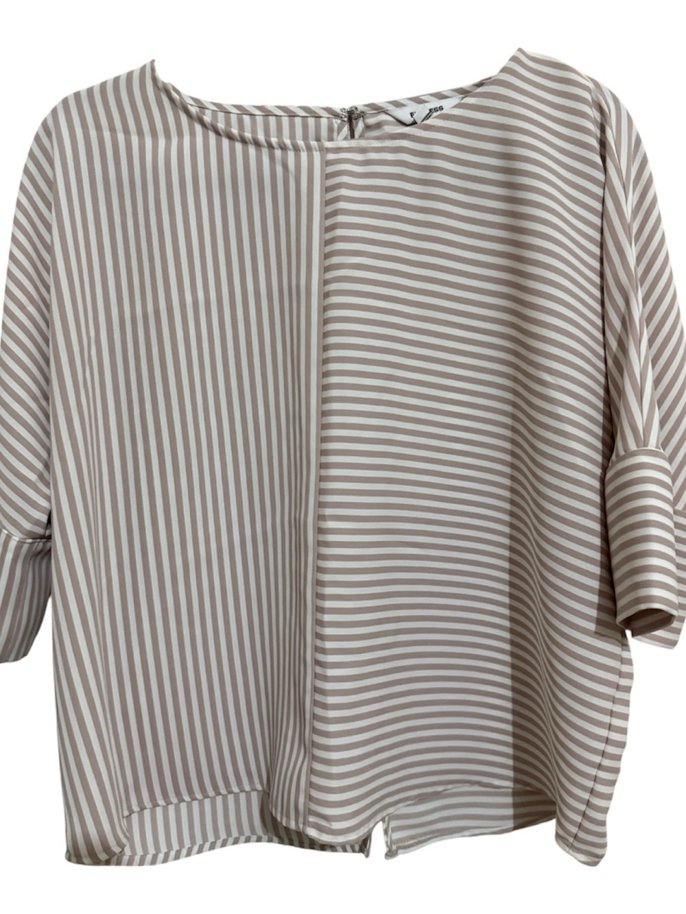 Express Striped Boxy Blouse in Blush and White